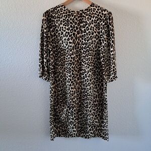 Equipment Silk Leopard Print Shift Dress